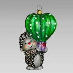 Handmade Glass Christmas Ornament "Hedgehog with Cactus