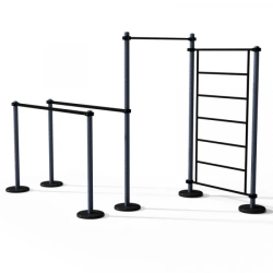 Swedish Wall with Pull-Up Bar and Dips Station