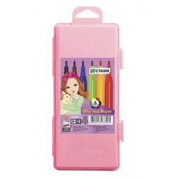 Washable Markers Set "Alice", 6 Colors, Pink Plastic Case