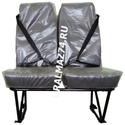 Double Passenger Seat Assembly with High Back and Separate Cushions, Medium with 3-Point Seatbelt