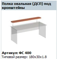 Oval Shelf for Brackets "Matrix" Model FS 400
