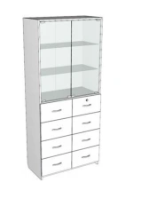 Medical Cabinet with Glass Doors and Drawers SKB-2S