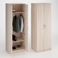 Two-Door Wardrobe with Shelving and Hanging Rod