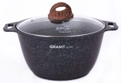 10L cast aluminium saucepan (with non-stick coating) Kukmara TM, with glass lid, "Granit ultra" line
