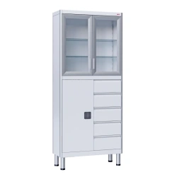 Medical Storage Cabinet, Two-Section, Aluminum and Stainless Steel, Model MCK-6658.12