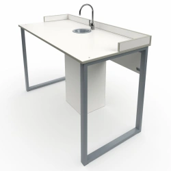 Laboratory Student Table with Edges and Plumbing on Rectangular Tube