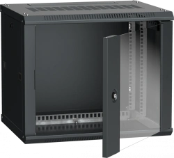 LINEA W Wall-Mounted Rack Cabinet 9U 600x450 mm Glass Door, RAL9005