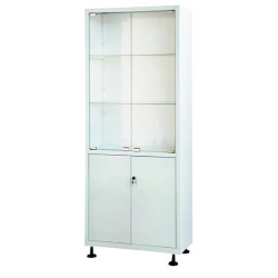 Medical Metal Cabinet Two-Section Double-Door with Glass-Metal Doors SHM-2.102 "Aibolit" TU 9452-0