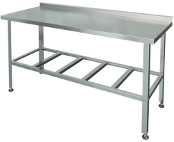 Stainless Steel Processing Table with Edge, Grid Shelf SRP-1-0.6/1.5