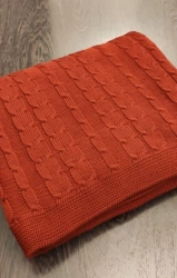 Knitted Throw Blanket in Natural, Blended, and Synthetic Yarn - Textured Pattern