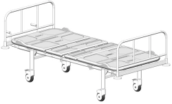 Functional Hospital Bed on Wheels, Metal Backrest, Plastic Base, Manual Adjustment - MSK-1103P