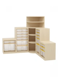 Corner Game Shelf with 5 Sections and Storage Containers, Igroteka